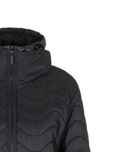 Emporio Armani Wave-Quilted Hooded Midi Down Jacket Black