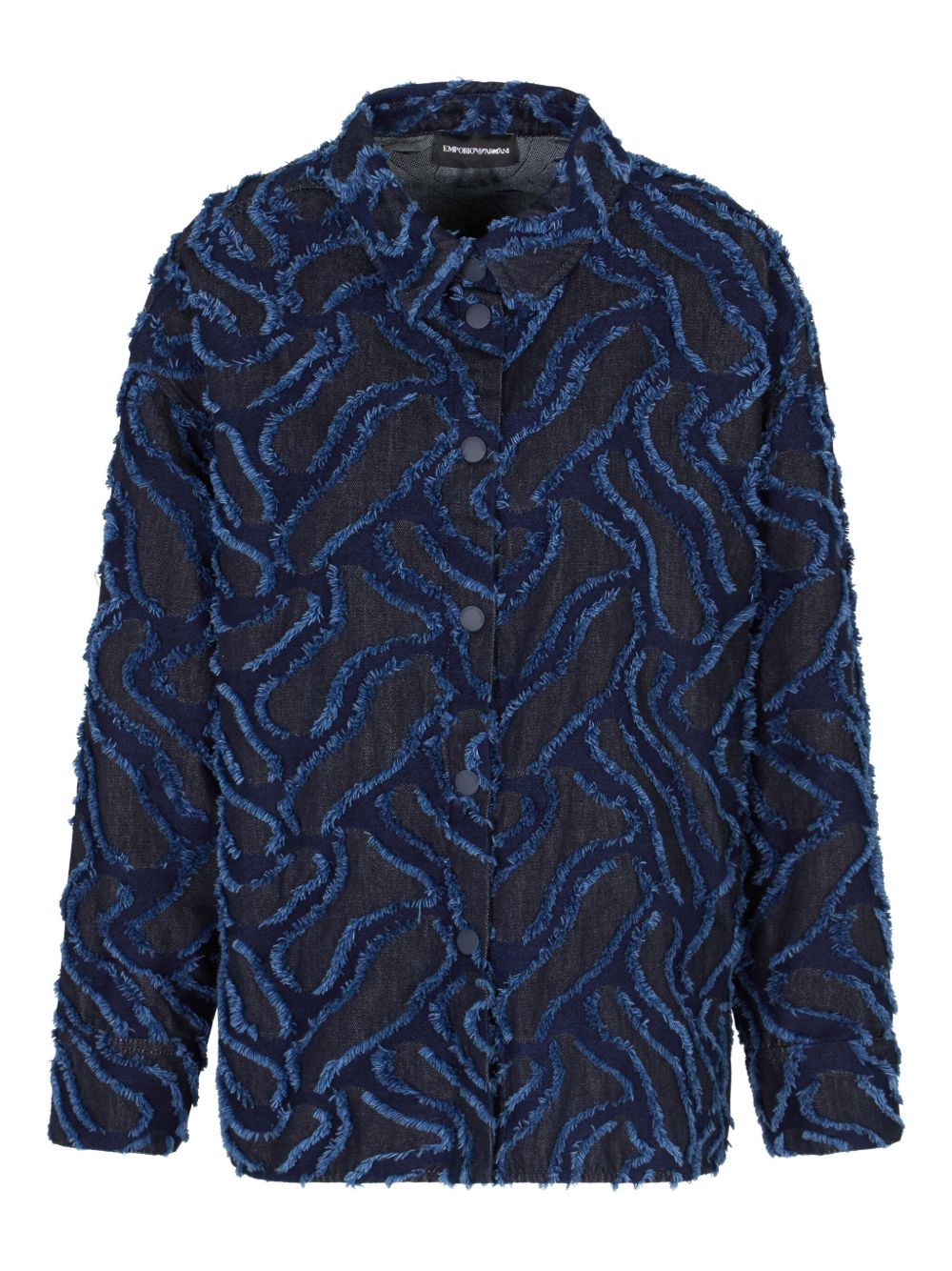 Emporio Armani Single-Breasted Cotton Jacket in Blue Blue