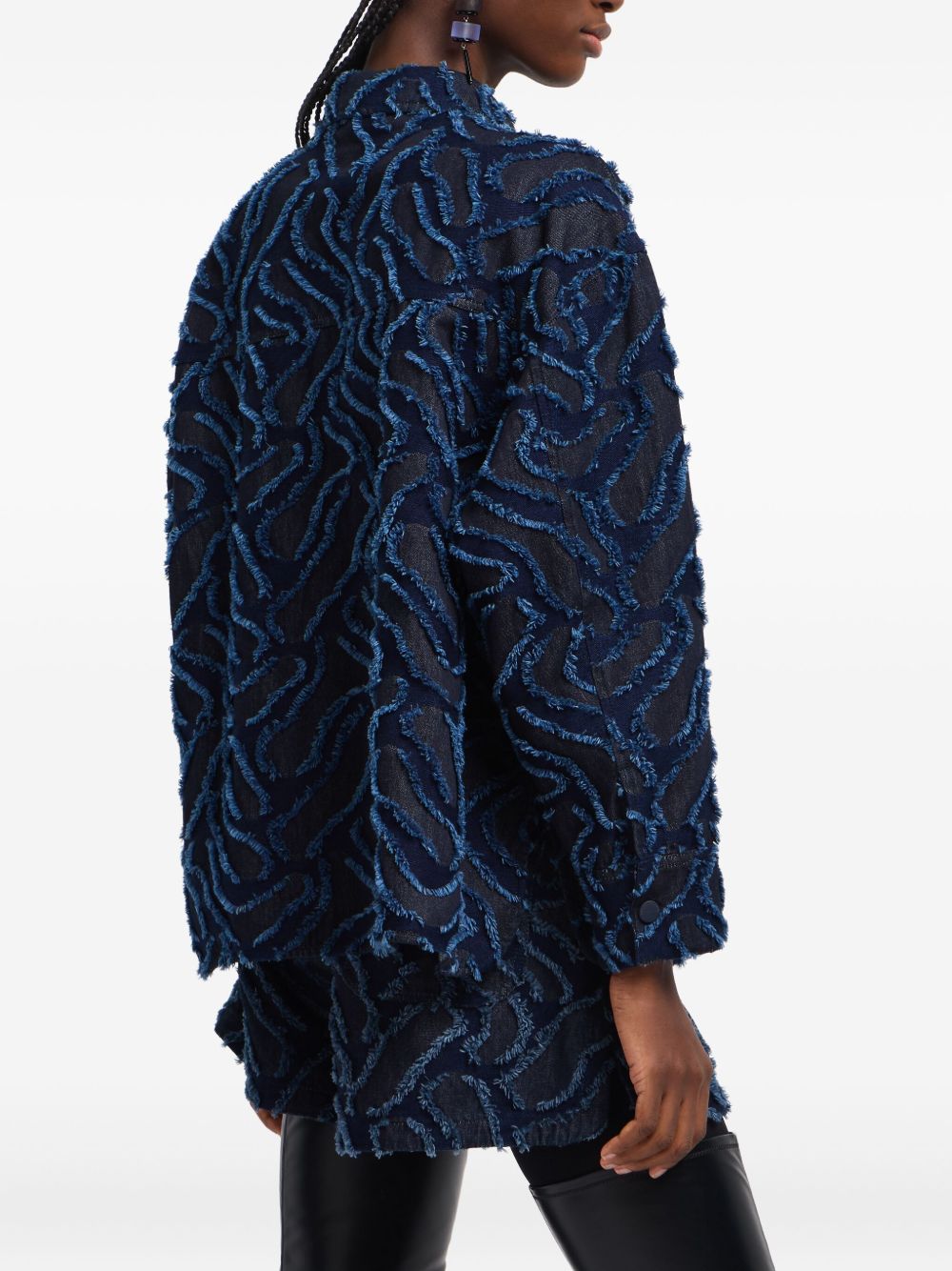 Emporio Armani Single-Breasted Cotton Jacket in Blue Blue
