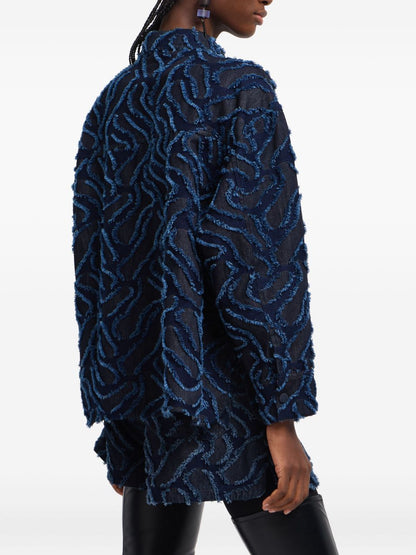 Emporio Armani Single-Breasted Cotton Jacket in Blue Blue
