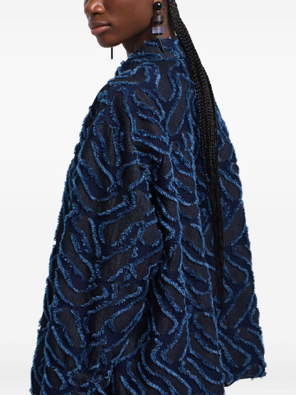 Emporio Armani Single-Breasted Cotton Jacket in Blue Blue