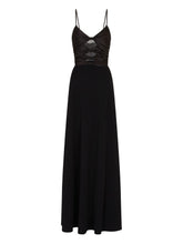 Emporio Armani Mesh Panel Gathered Waist Black Dress Black