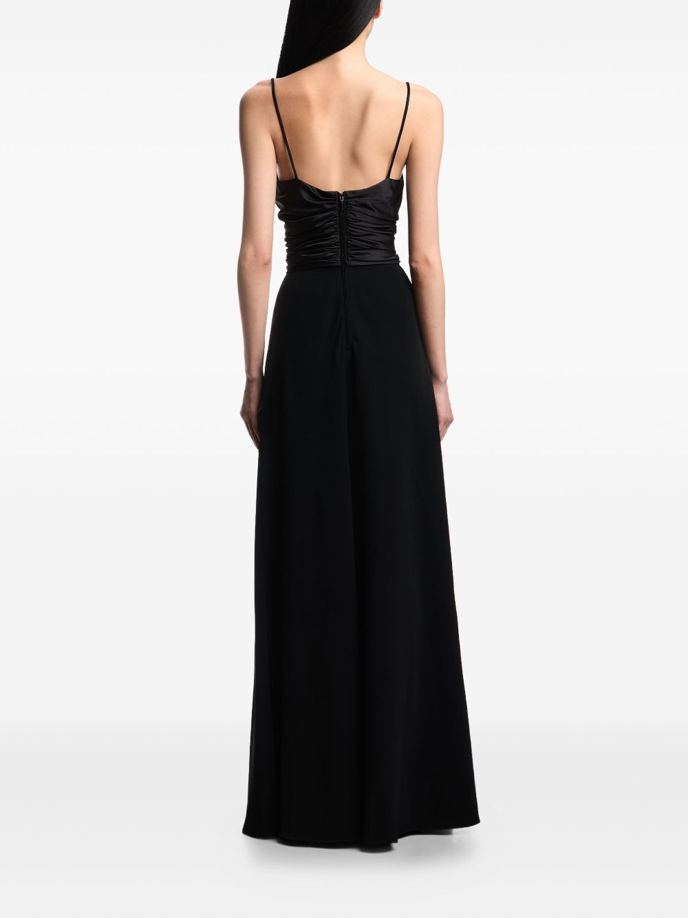 Emporio Armani Mesh Panel Gathered Waist Black Dress Black