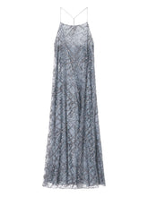 Emporio Armani Sequined Open-Back A-Line Maxi Dress Silver