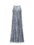 Emporio Armani Sequined Open-Back A-Line Maxi Dress Silver