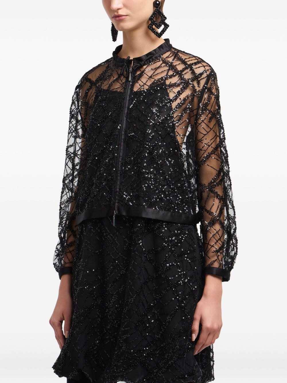 Emporio Armani Sequin Sheer Black Jacket Black