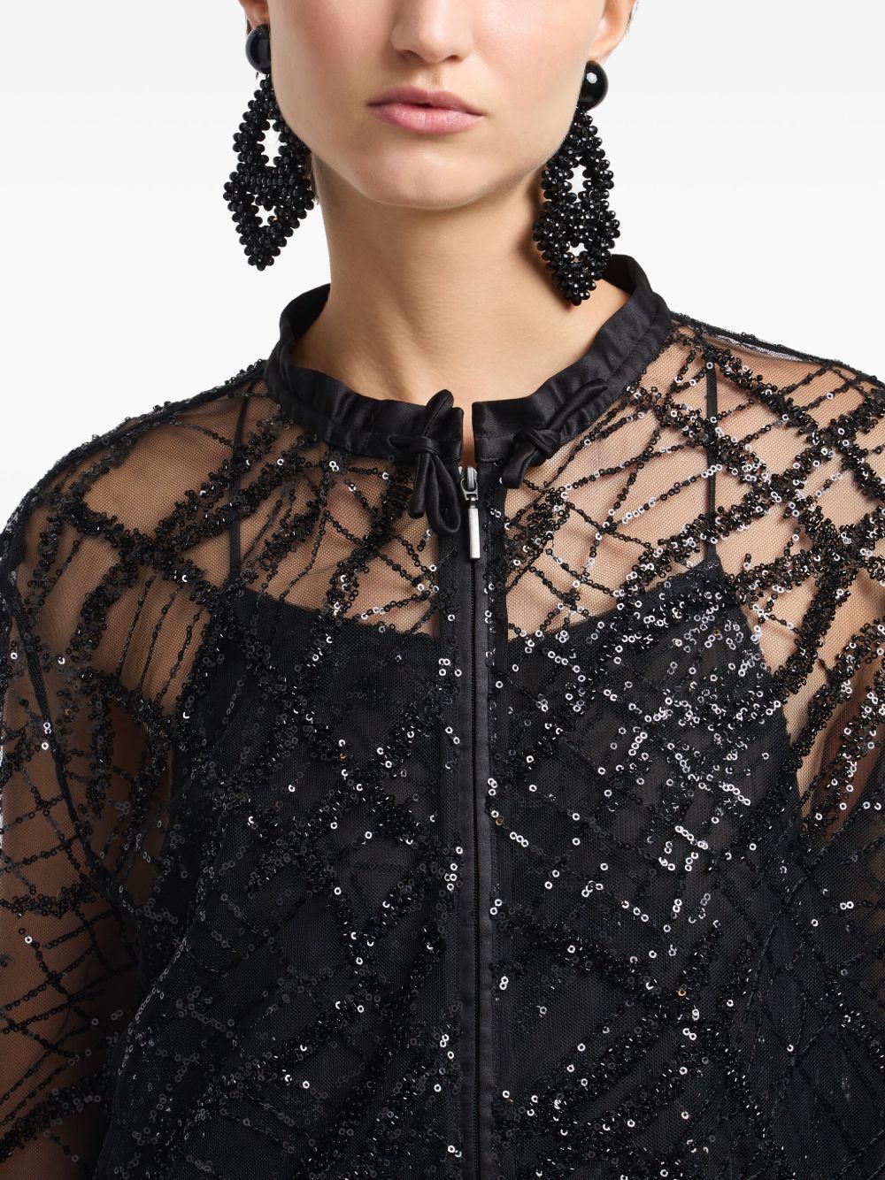 Emporio Armani Sequin Sheer Black Jacket Black