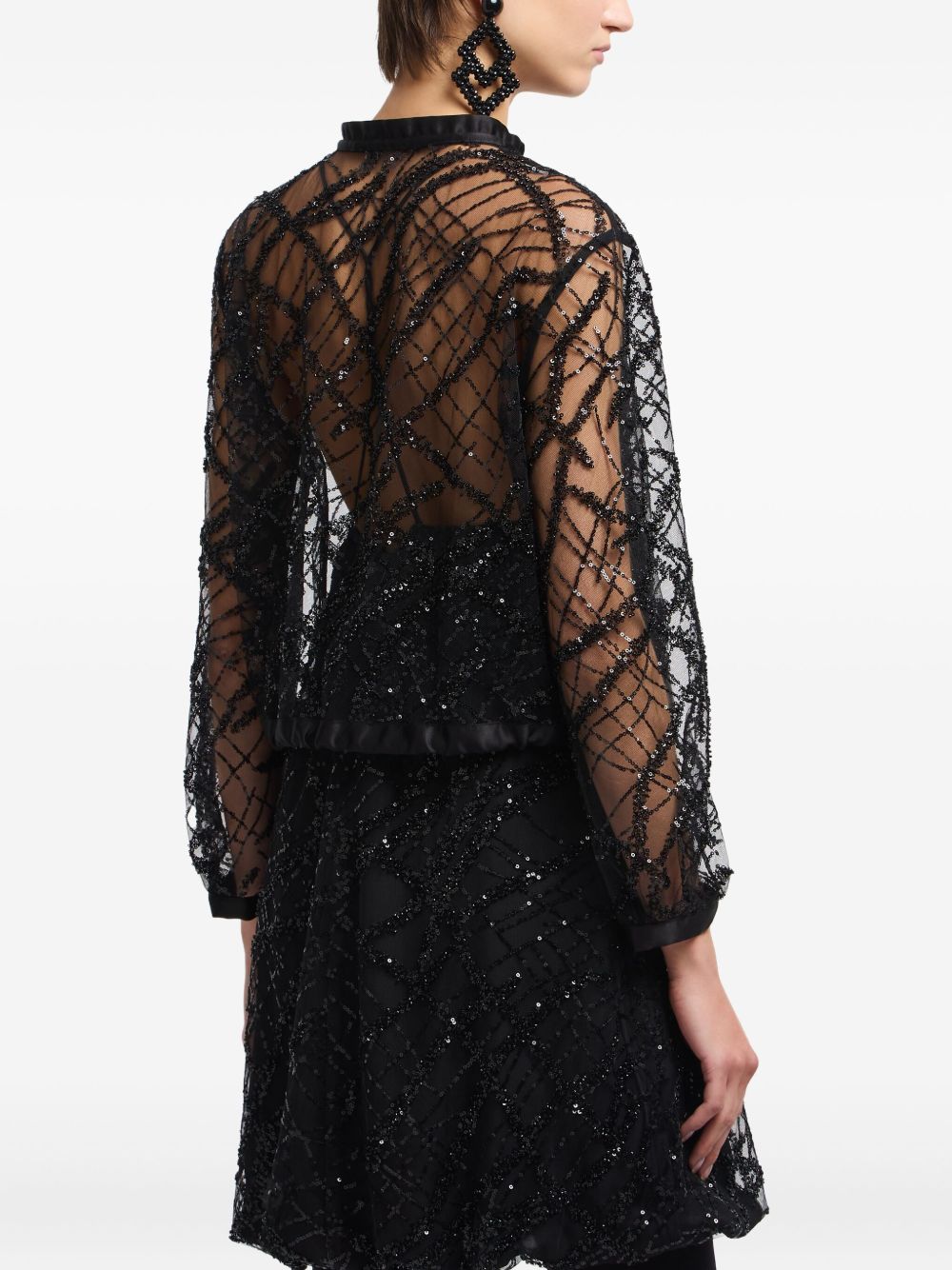 Emporio Armani Sequin Sheer Black Jacket Black