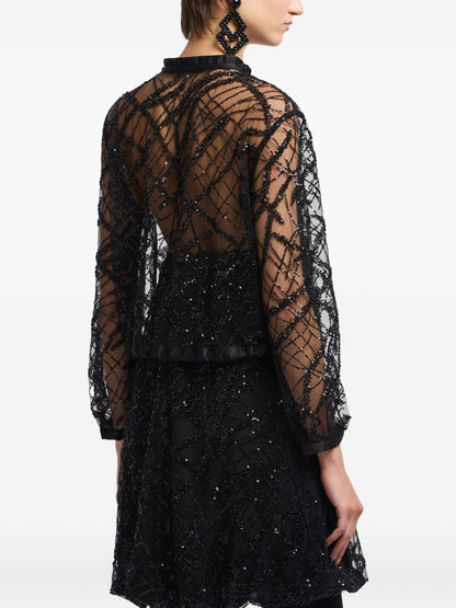 Emporio Armani Sequin Sheer Black Jacket Black