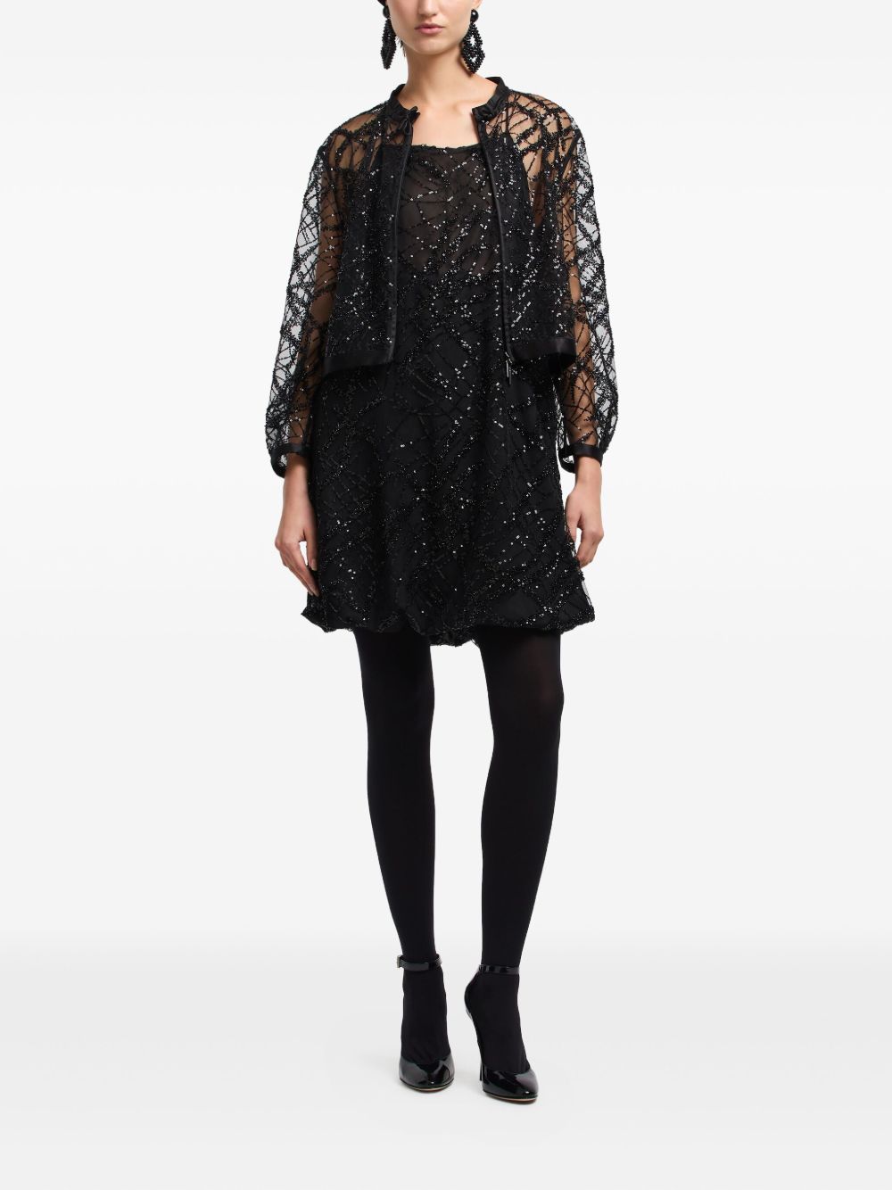 Emporio Armani Sequin Sheer Black Jacket Black