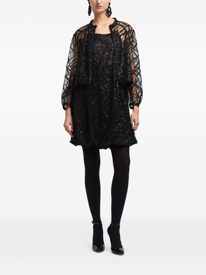 Emporio Armani Sequin Sheer Black Jacket Black
