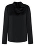 Emporio Armani High-Neck Satin Ruffled Sweater Black