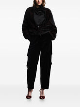 Emporio Armani High-Neck Satin Ruffled Sweater Black