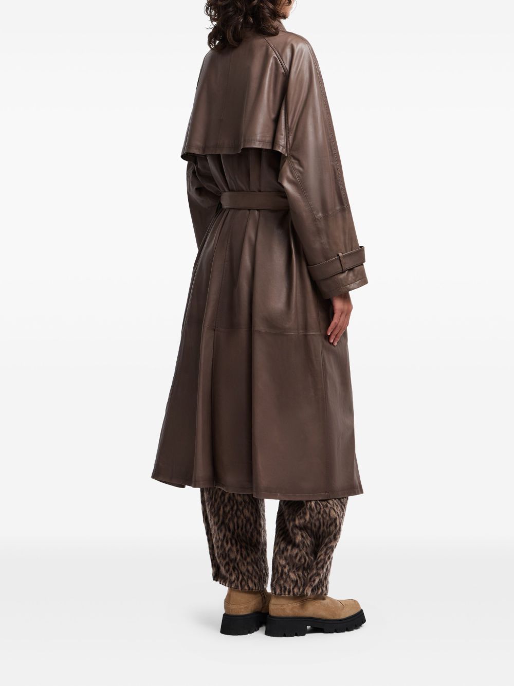 Emporio Armani Double-Breasted Belted Coat in Dove Grey Dove Grey