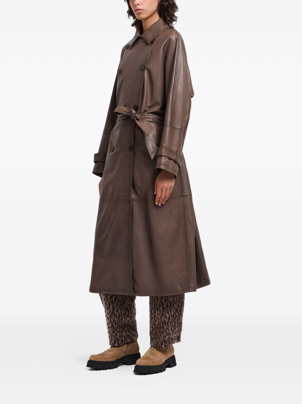 Emporio Armani Double-Breasted Belted Coat in Dove Grey Dove Grey