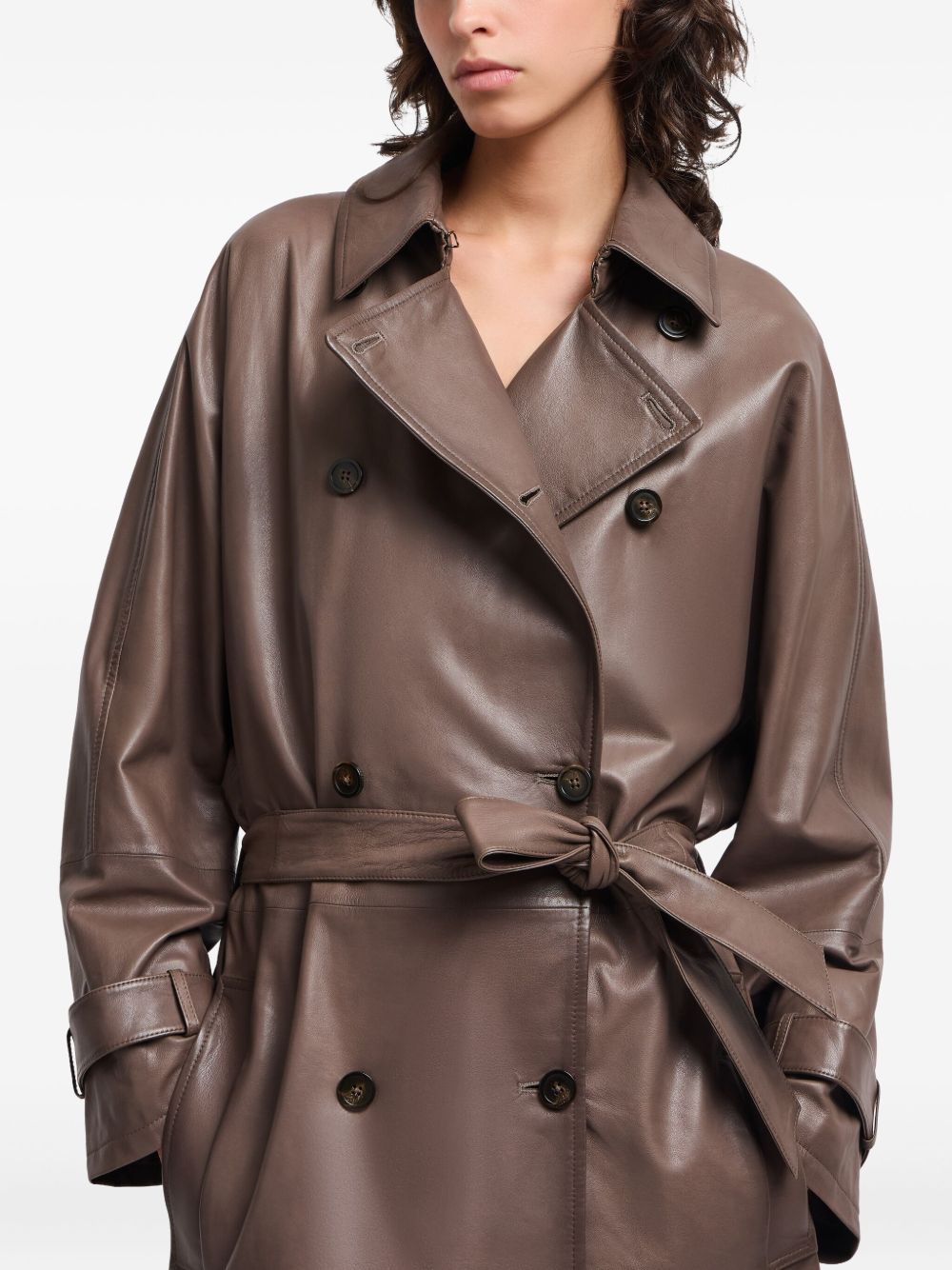 Emporio Armani Double-Breasted Belted Coat in Dove Grey Dove Grey