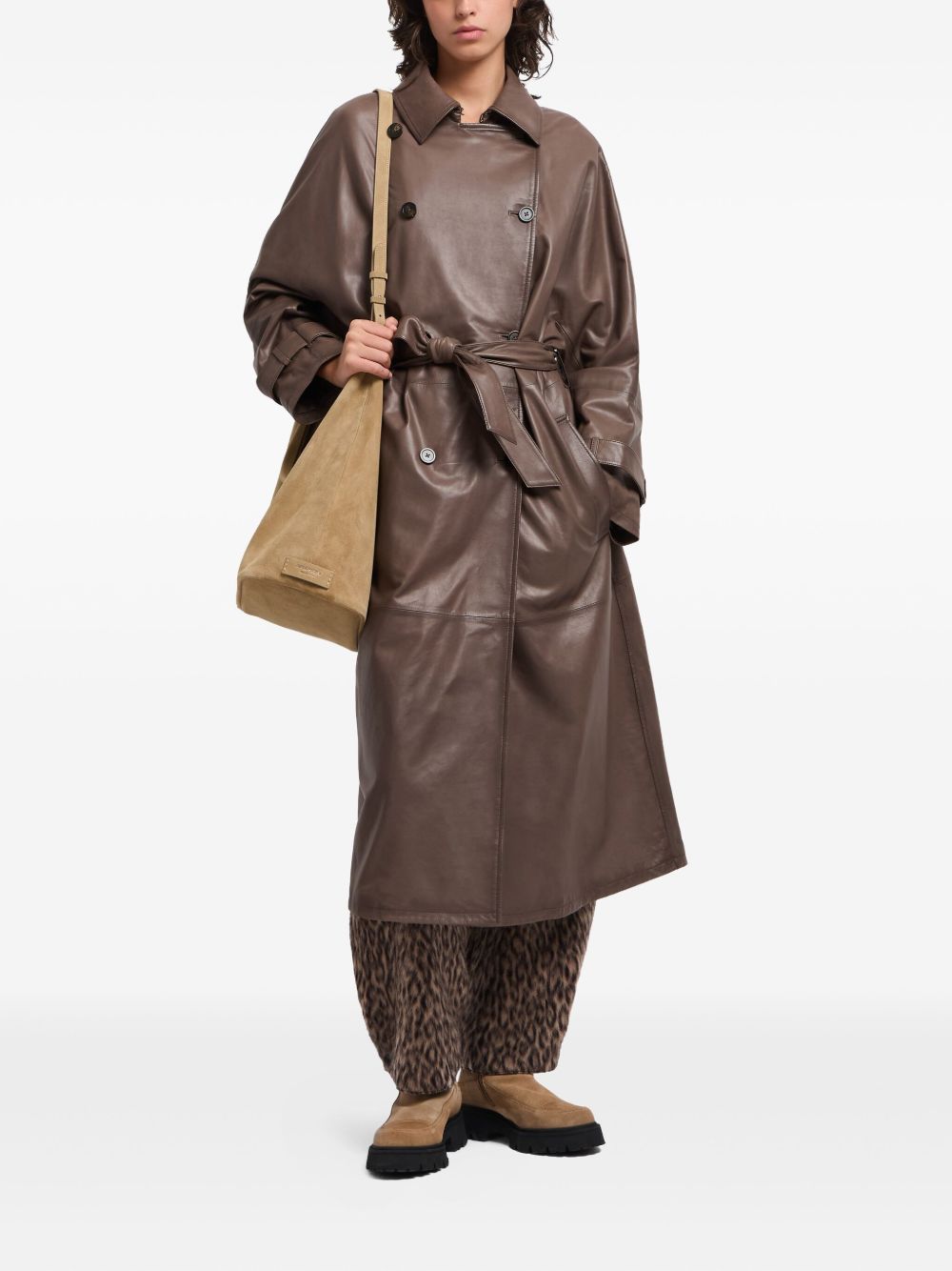 Emporio Armani Double-Breasted Belted Coat in Dove Grey Dove Grey