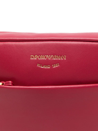 Emporio Armani Red Leather Rectangular Clutch with Detachable Strap Red
