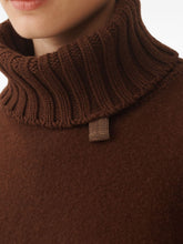 Fabiana Filippi Fringed Wool Turtleneck Poncho Dark Brown