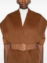 Elisabetta Franchi Wool Sleeveless V-Neck Belted Coat Brown