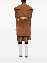 Elisabetta Franchi Wool Sleeveless V-Neck Belted Coat Brown