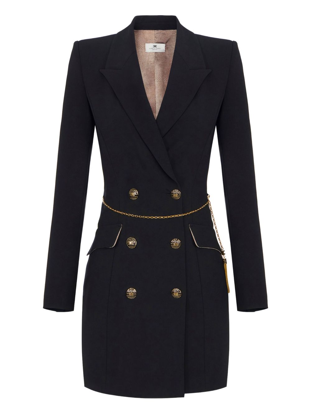 Elisabetta Franchi Double-Breasted Chain-Belt Black Dress Black