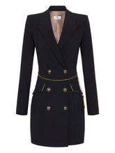 Elisabetta Franchi Double-Breasted Chain-Belt Black Dress Black