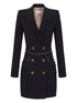Elisabetta Franchi Double-Breasted Chain-Belt Black Dress Black