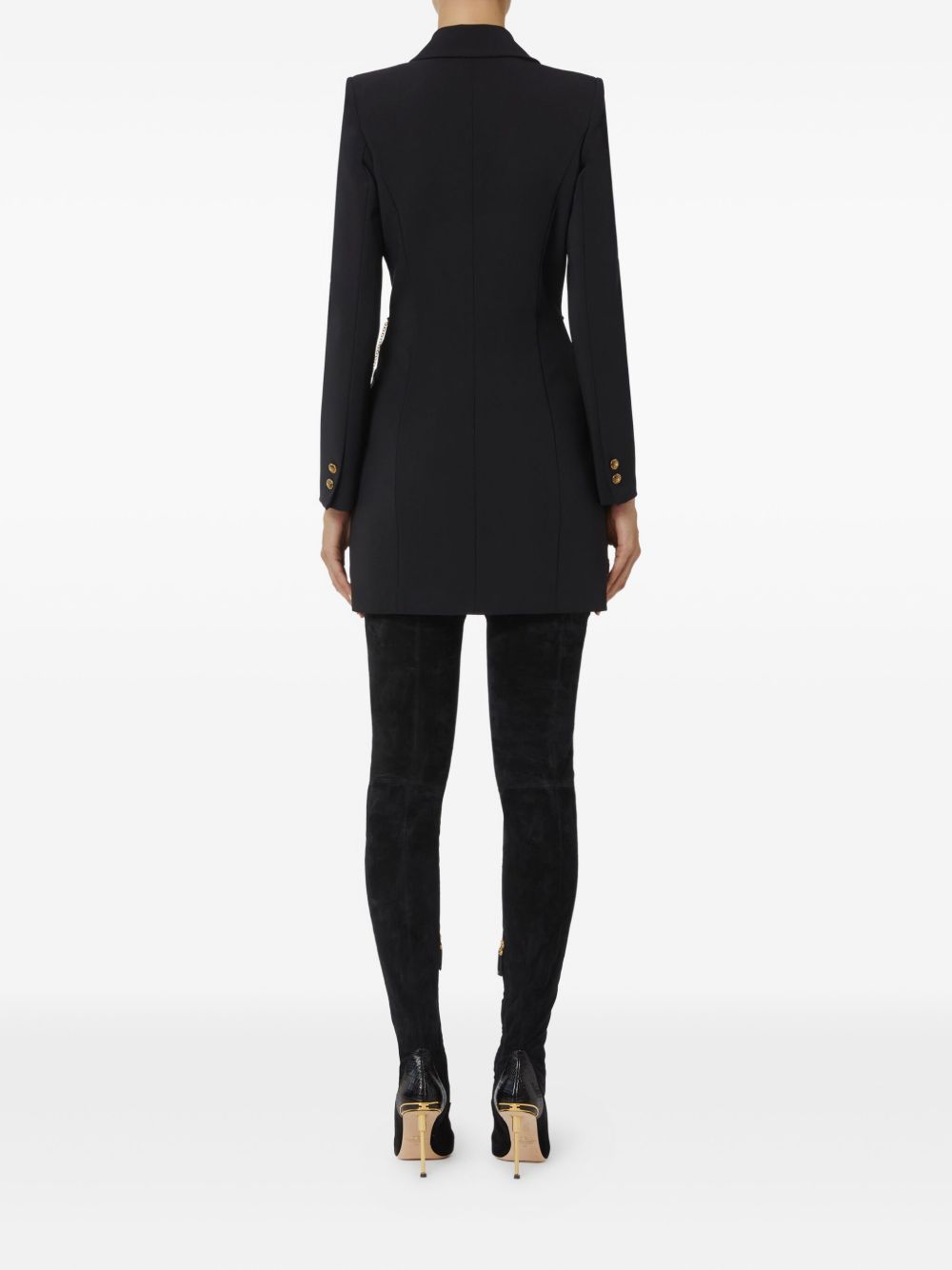 Elisabetta Franchi Double-Breasted Chain-Belt Black Dress Black