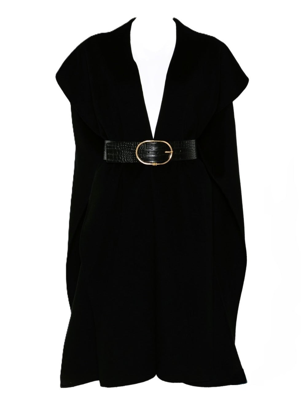 Elisabetta Franchi Wool Sleeveless Belted Coat Black Black