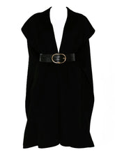 Elisabetta Franchi Wool Sleeveless Belted Coat Black Black