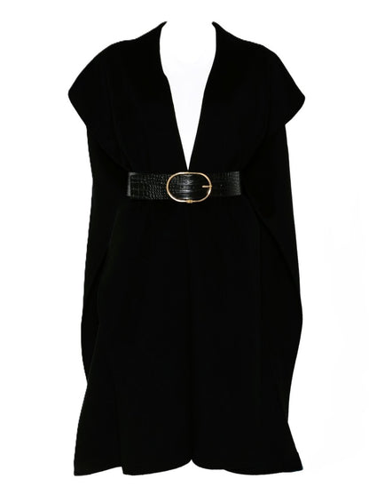 Elisabetta Franchi Wool Sleeveless Belted Coat Black Black