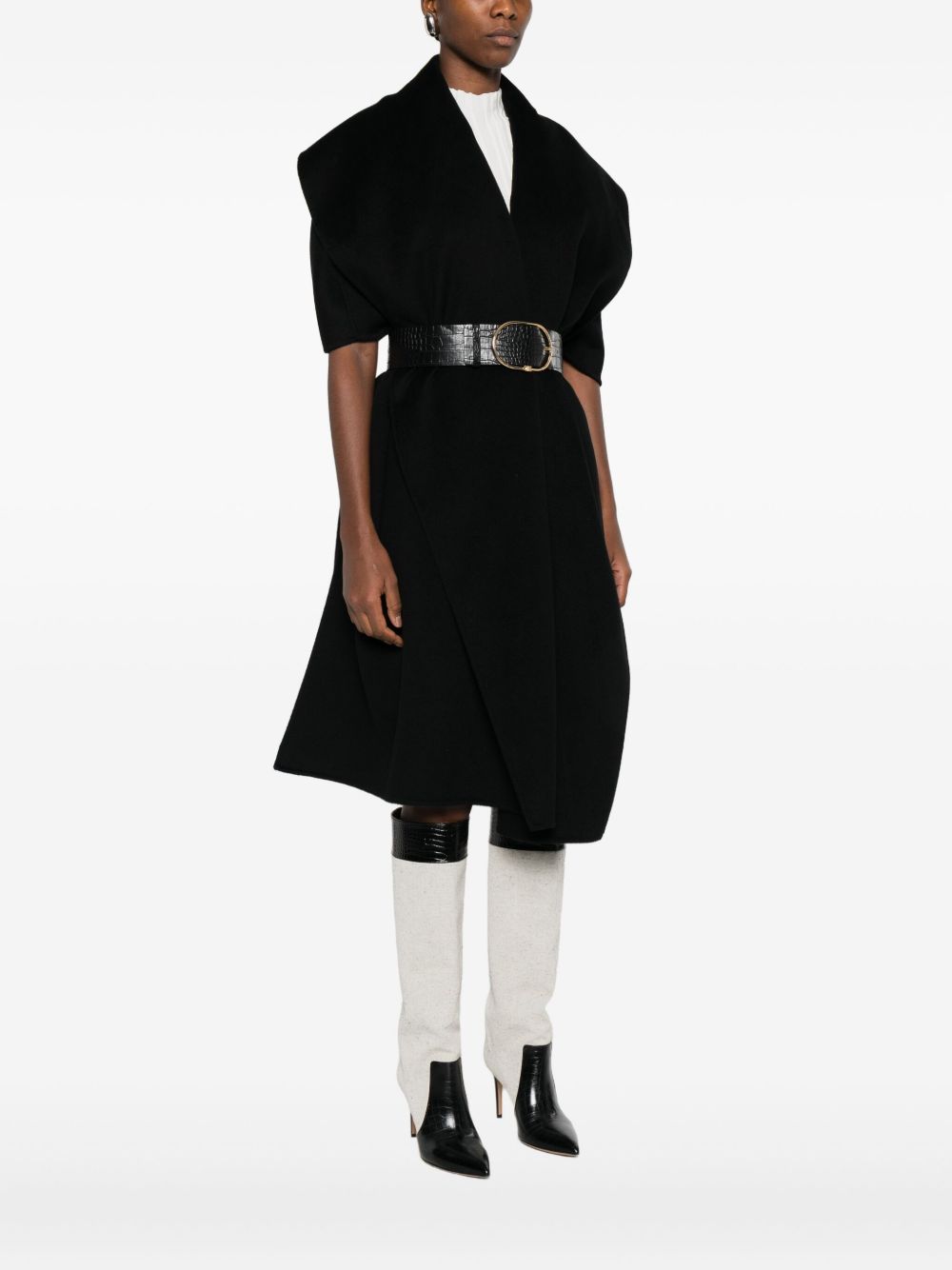 Elisabetta Franchi Wool Sleeveless Belted Coat Black Black