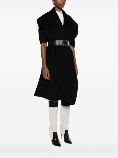 Elisabetta Franchi Wool Sleeveless Belted Coat Black Black
