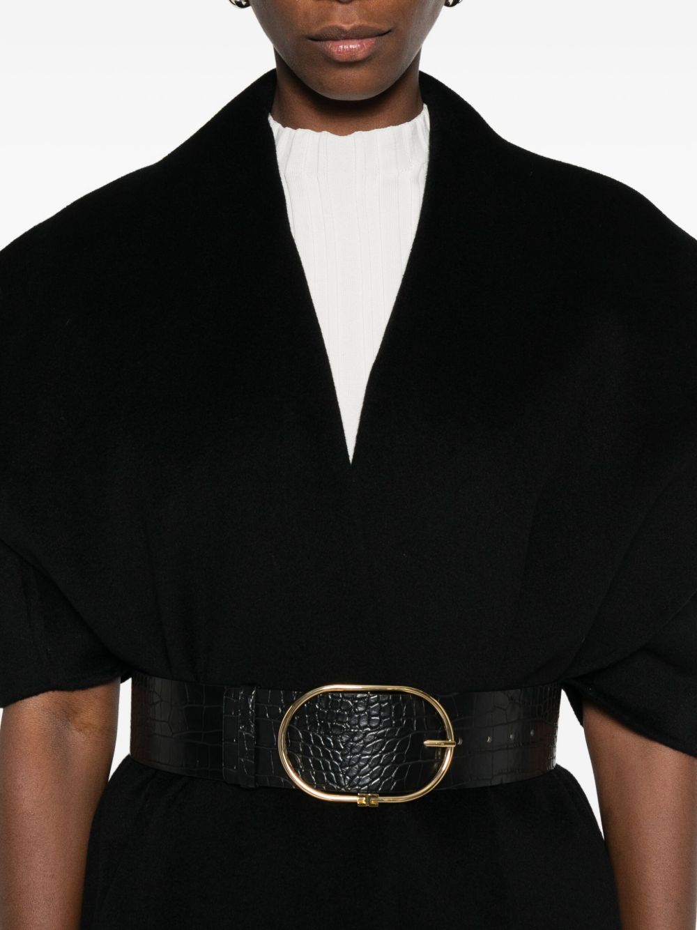 Elisabetta Franchi Wool Sleeveless Belted Coat Black Black