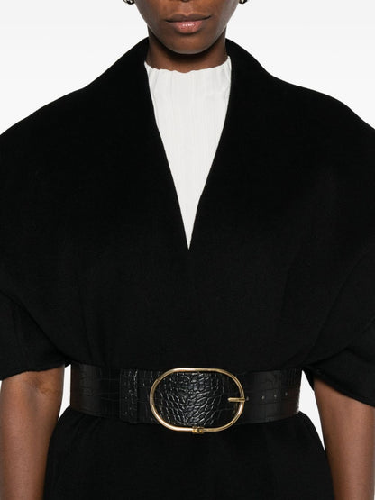Elisabetta Franchi Wool Sleeveless Belted Coat Black Black