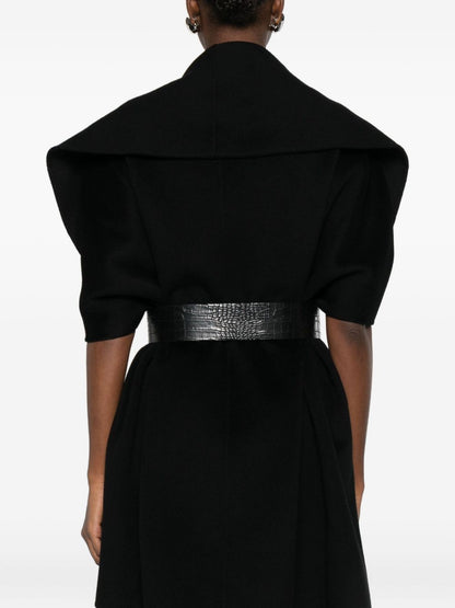 Elisabetta Franchi Wool Sleeveless Belted Coat Black Black