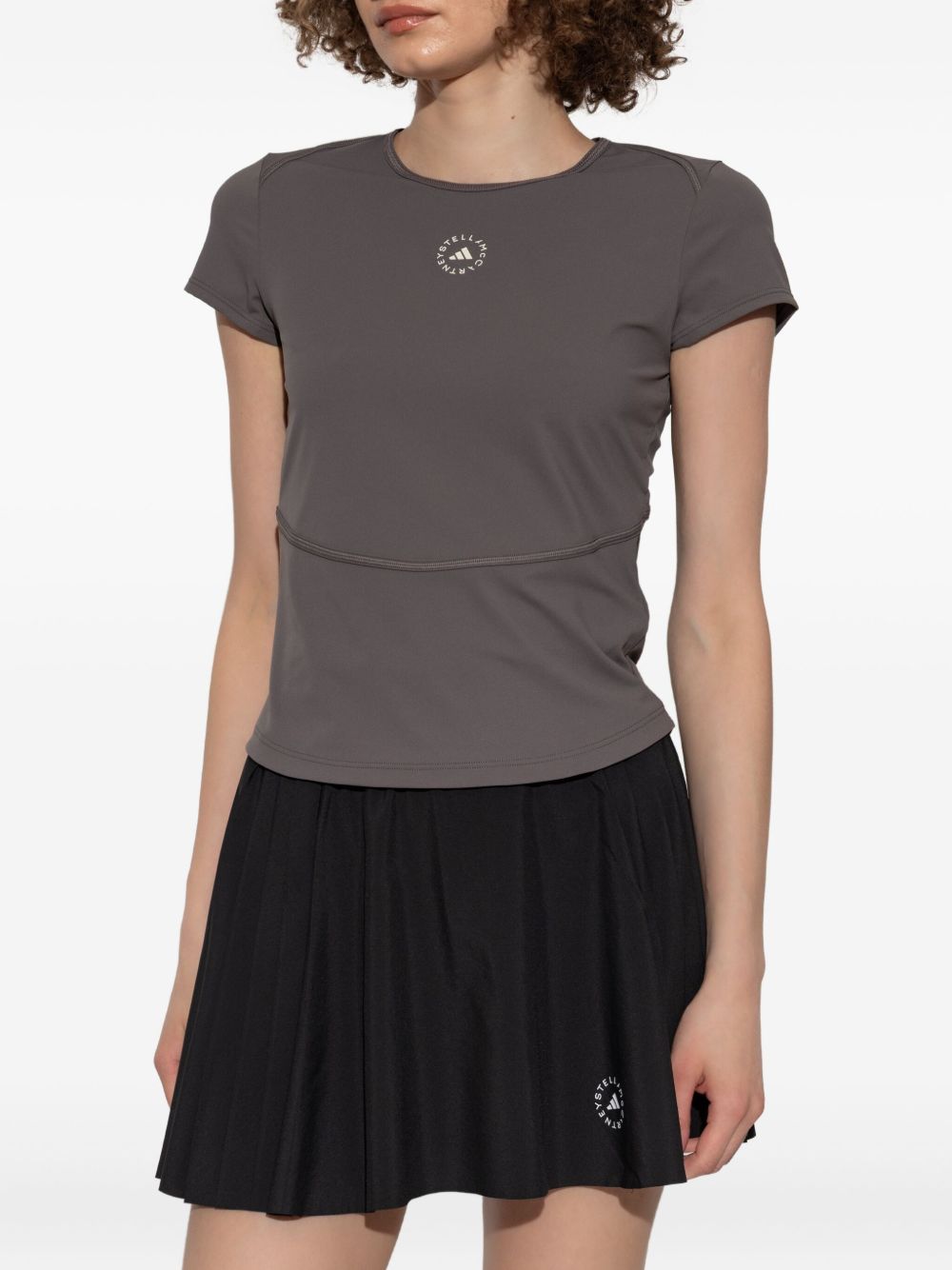 Adidas By Stella McCartney Taupe Grey Recycled Logo T-shirt Brown brown