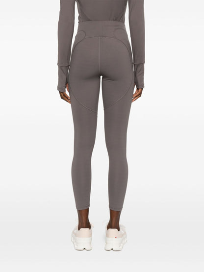 Adidas By Stella McCartney High-Waisted Charcoal Leggings with Logo Detail Brown
