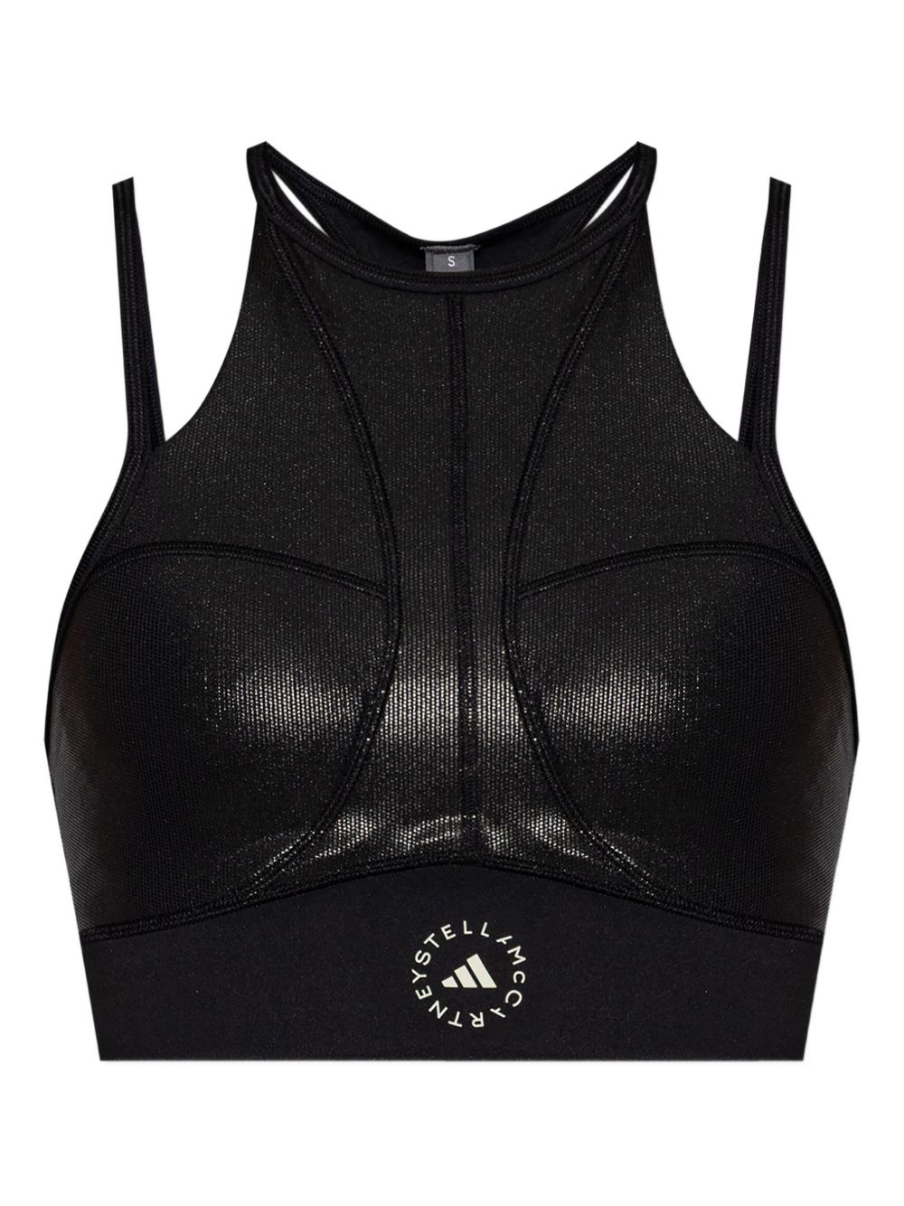 Adidas By Stella McCartney Panelled Logo Band Crossed-Strap Sports Bra Black Black