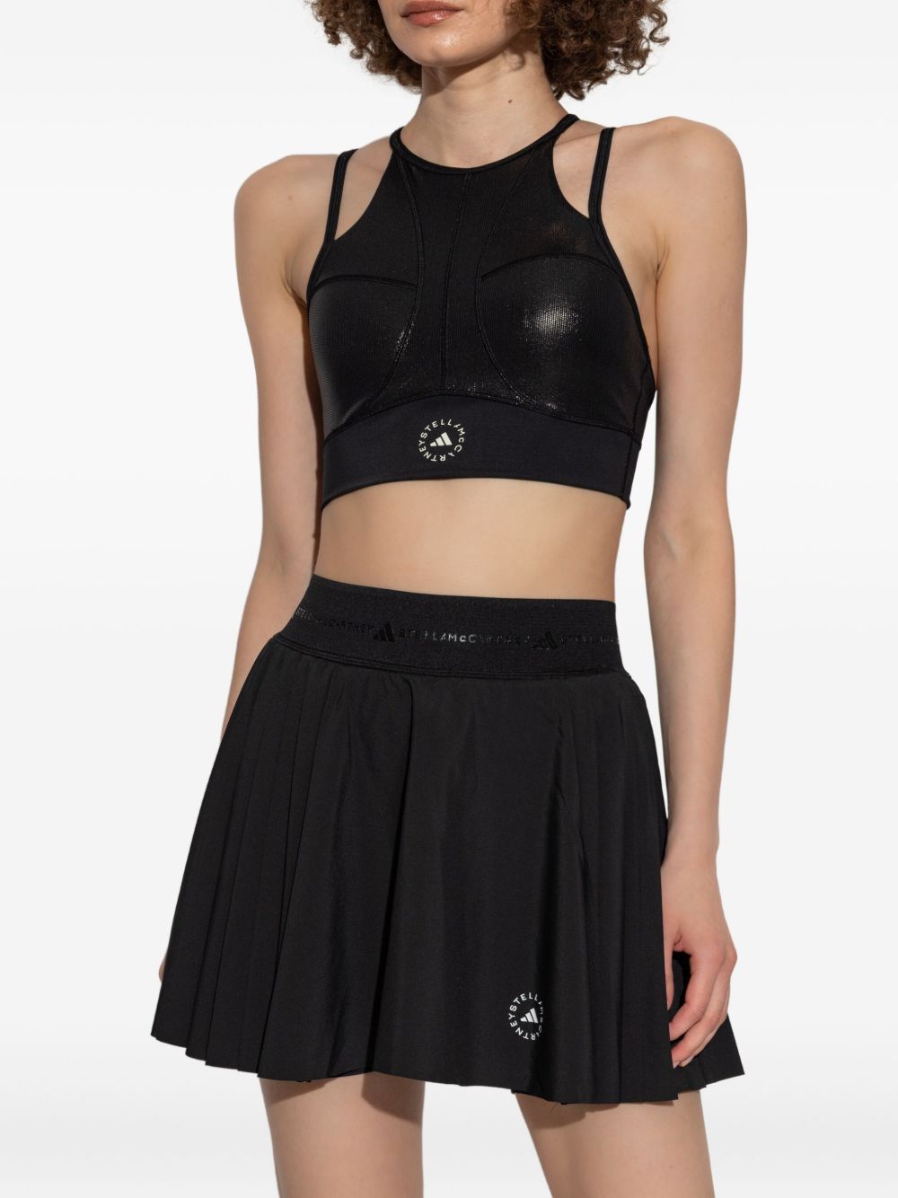 Adidas By Stella McCartney Panelled Logo Band Crossed-Strap Sports Bra Black Black