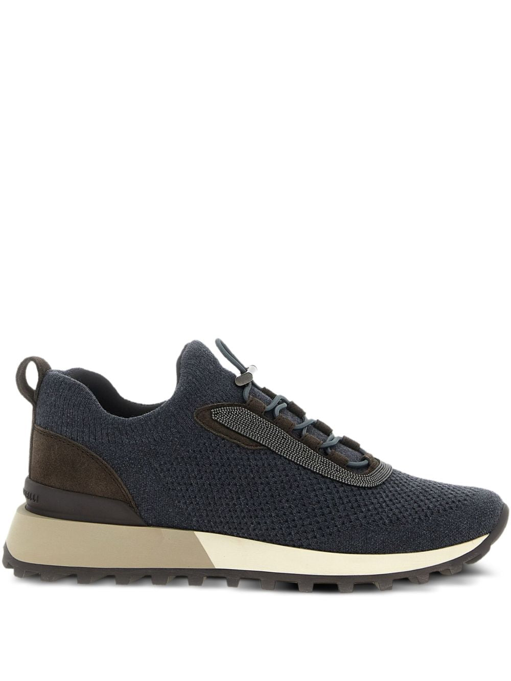 Brunello Cucinelli Wool and Suede Knitted Sneakers Black black