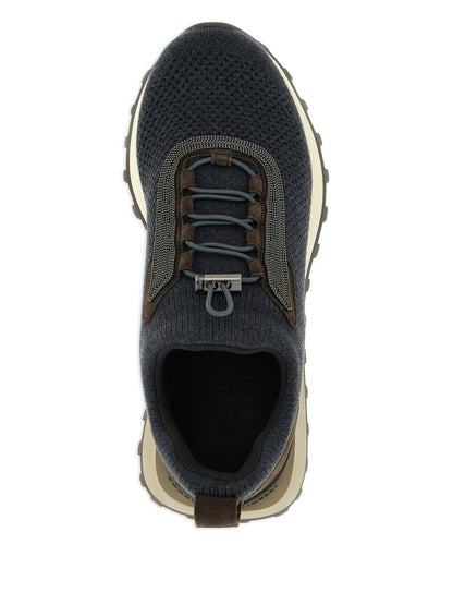 Brunello Cucinelli Wool and Suede Knitted Sneakers Black black