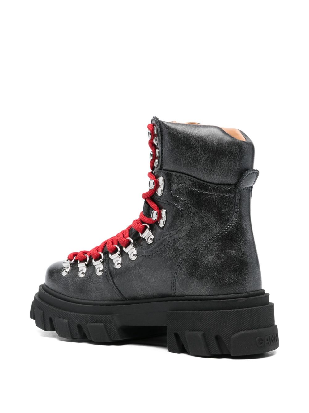 Ganni Lace-Up Ankle Mountain Boots Brown brown