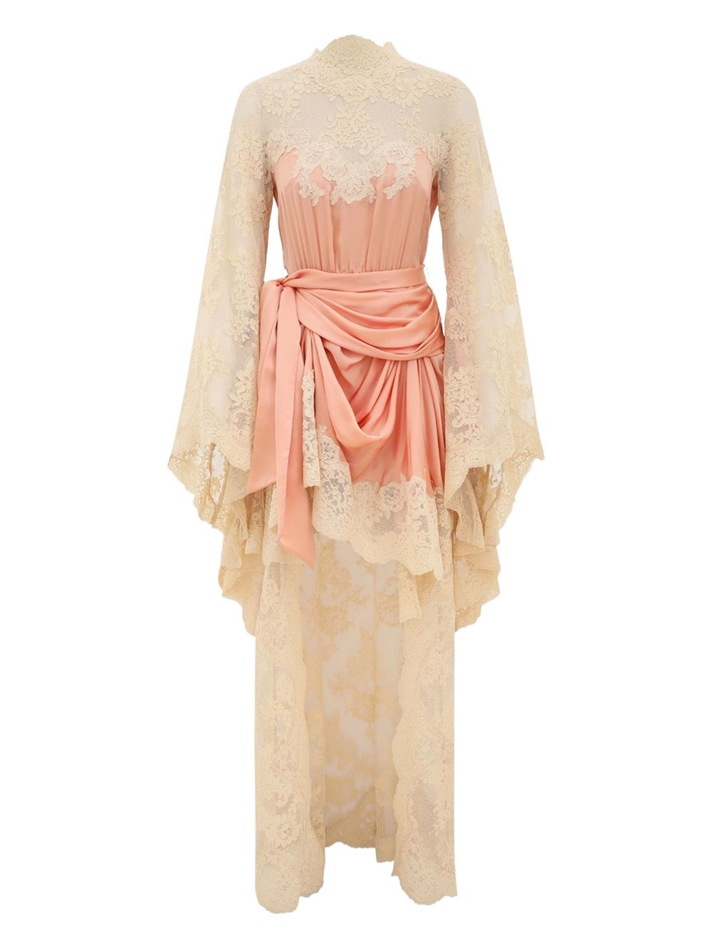 Zimmermann High-Lace Neckline Silk Long Dress Pink