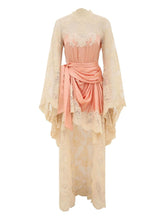 Zimmermann High-Lace Neckline Silk Long Dress Pink