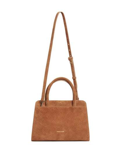 Fabiana Filippi Light Brown Suede Shopper Bag with Twist-Lock Leather Brown