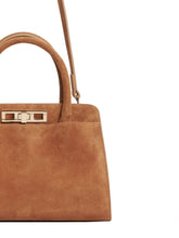 Fabiana Filippi Light Brown Suede Shopper Bag with Twist-Lock Leather Brown
