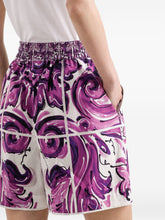 Dolce & Gabbana Maiolica Print Cotton Shorts Purple