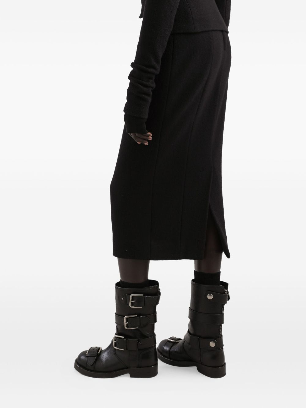 Dolce &amp; Gabbana Wool Midi Pencil Skirt Black